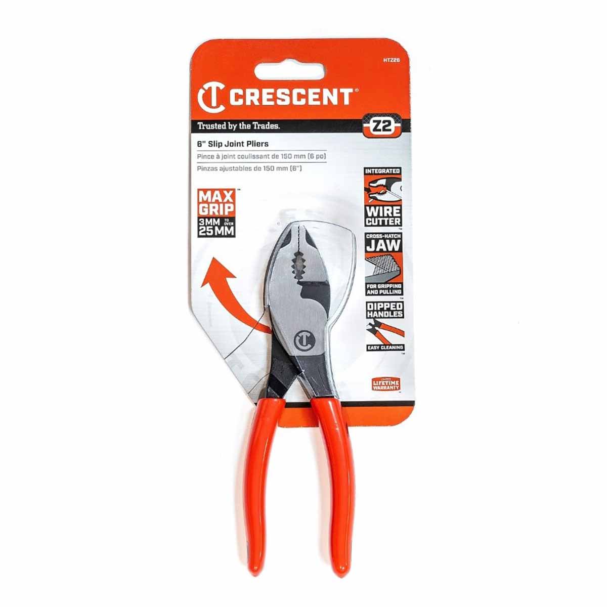 Crescent HTZ26 6" Z2 Dipped Handle Slip Joint Pliers - 2