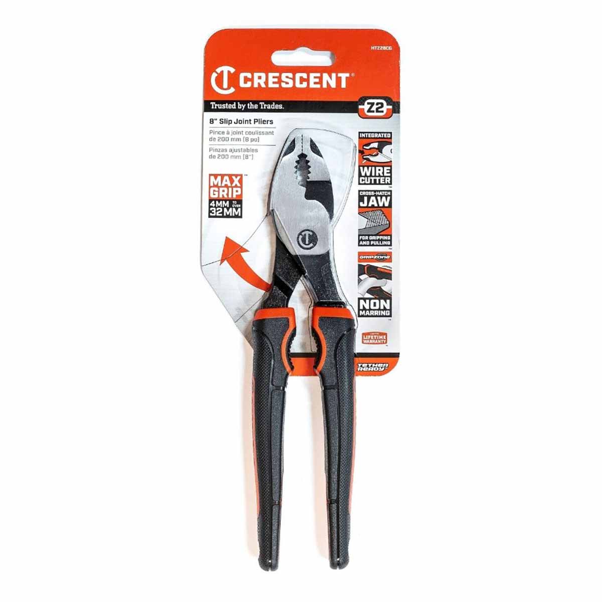 Crescent HTZ28CG 8" Z2 Dual Material Slip Joint Pliers - 2