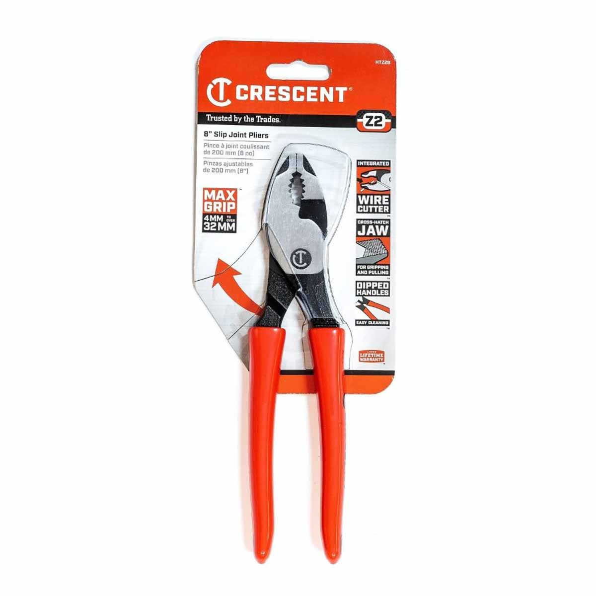 Crescent HTZ28 8" Z2 Dipped Handle Slip Joint Pliers - 2