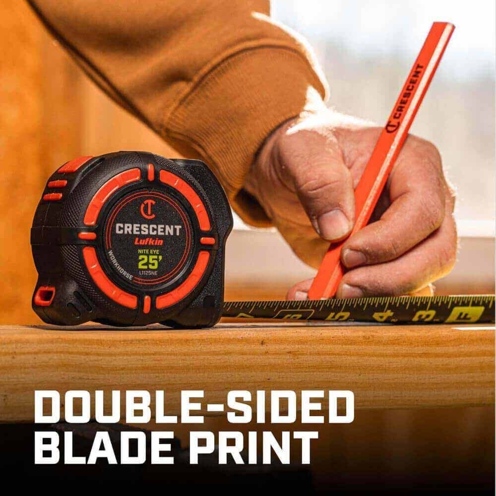 Crescent L1125NECME 1-1/4" x 8 M/25' WORKHORSE NITE EYE Tape Measure - 7