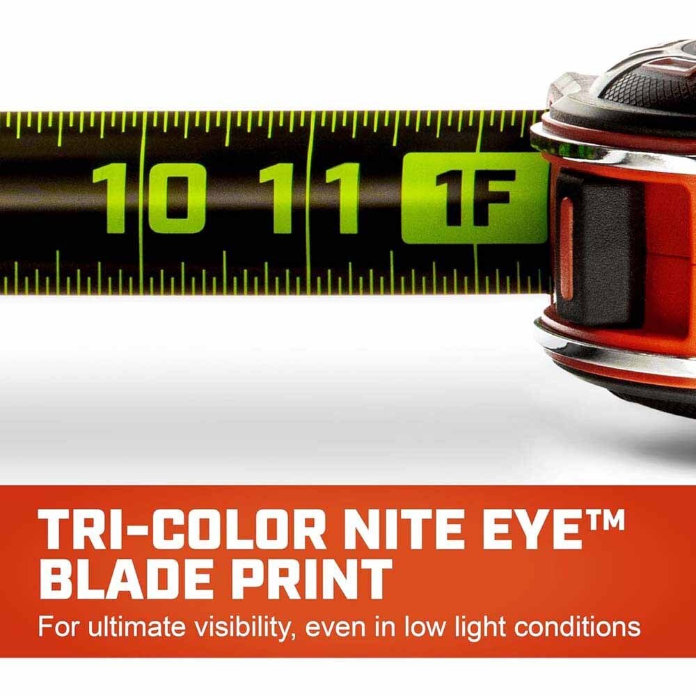 Crescent L1325B-02 1-1/4" x 25' SHOCKFORCE NITE EYE Tape Measure - 3