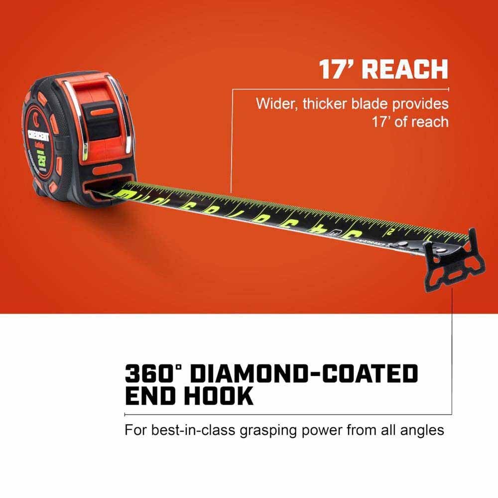 Crescent L1335B-02 1-1/4" x 35' SHOCKFORCE NITE EYE Tape Measure - 2