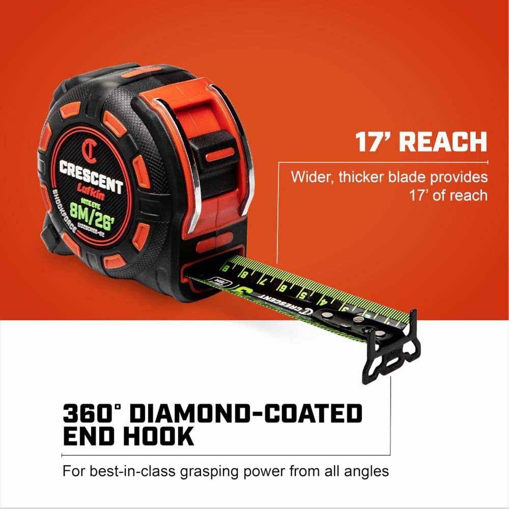 Crescent L1335CMEB-02 1-1/4" x 10 M/35' SHOCKFORCE NITE EYE Tape Measure - 2