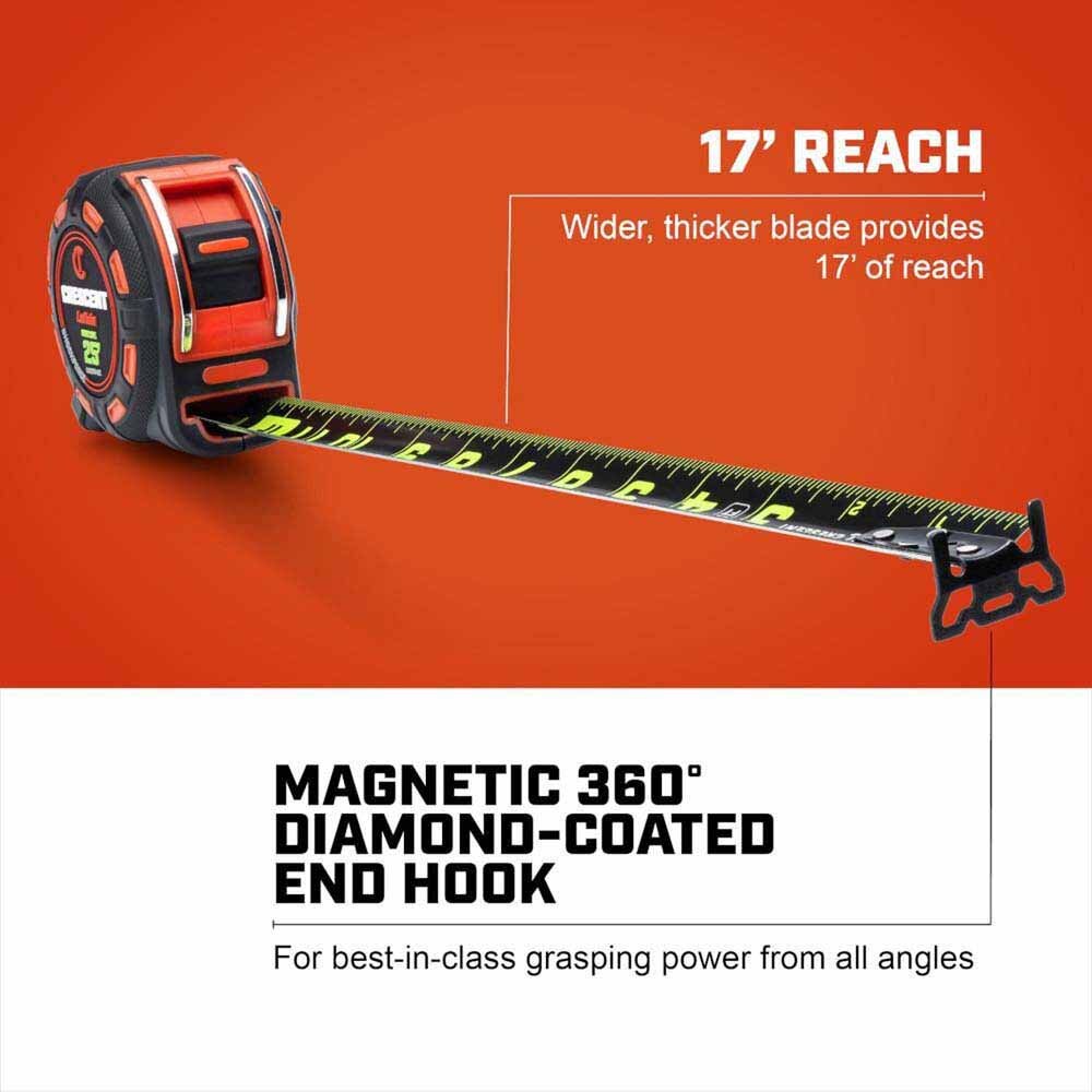 Crescent LM1325B-02 1-1/4" x 25' SHOCKFORCE NITE EYE Magnetic Tape Measure - 2