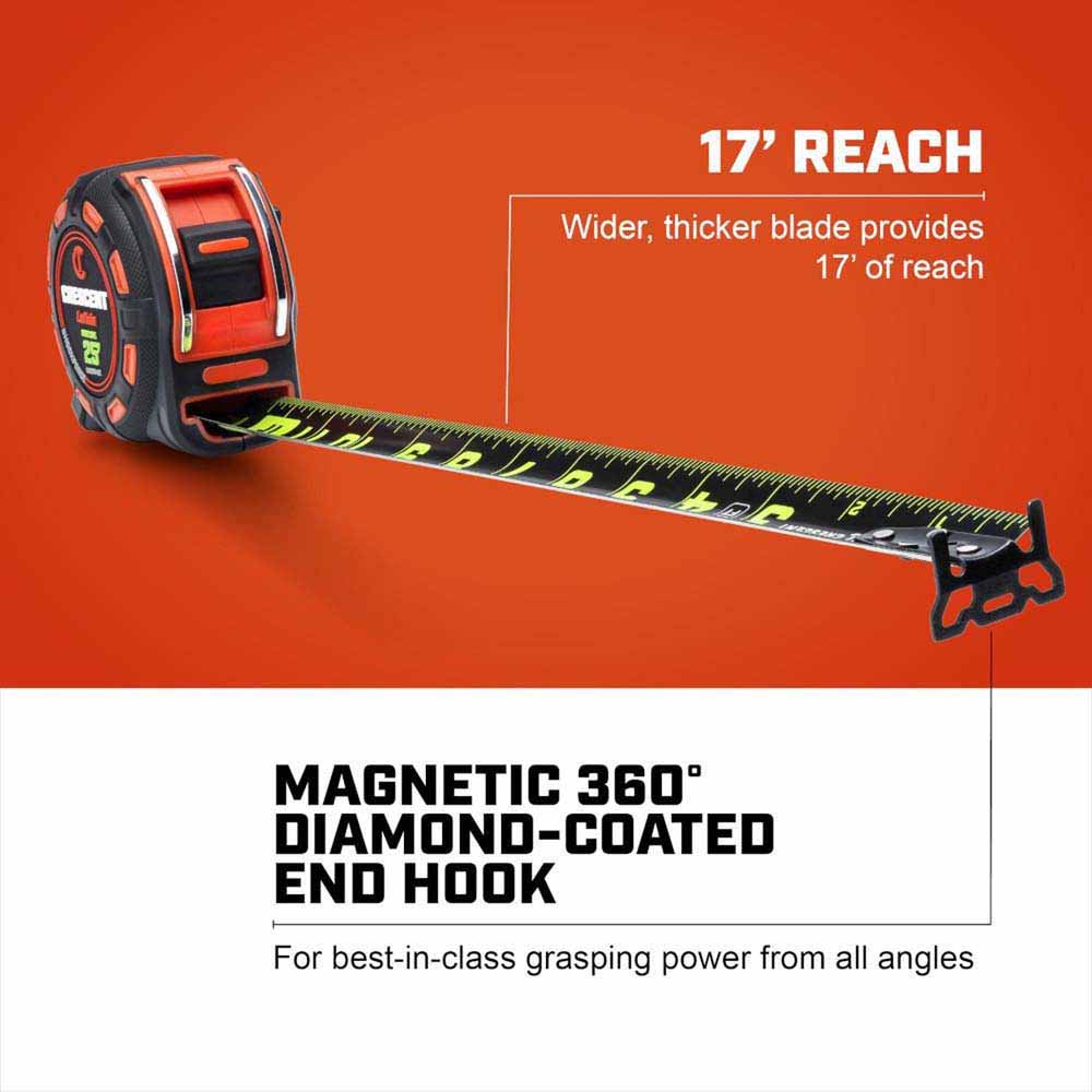 Crescent LM1335B-02 1-1/4" x 35' SHOCKFORCE NITE EYE Magnetic Tape Measure - 2