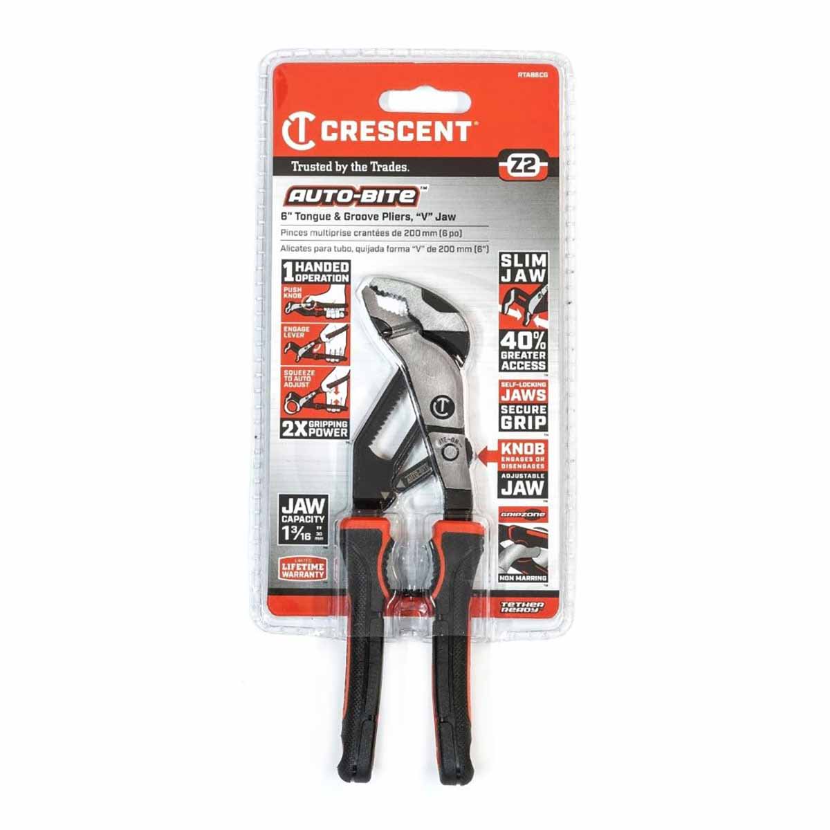 Crescent RTAB6CG 6" Z2 Auto-Bite™ Tongue & Groove Dual Material Pliers - 2