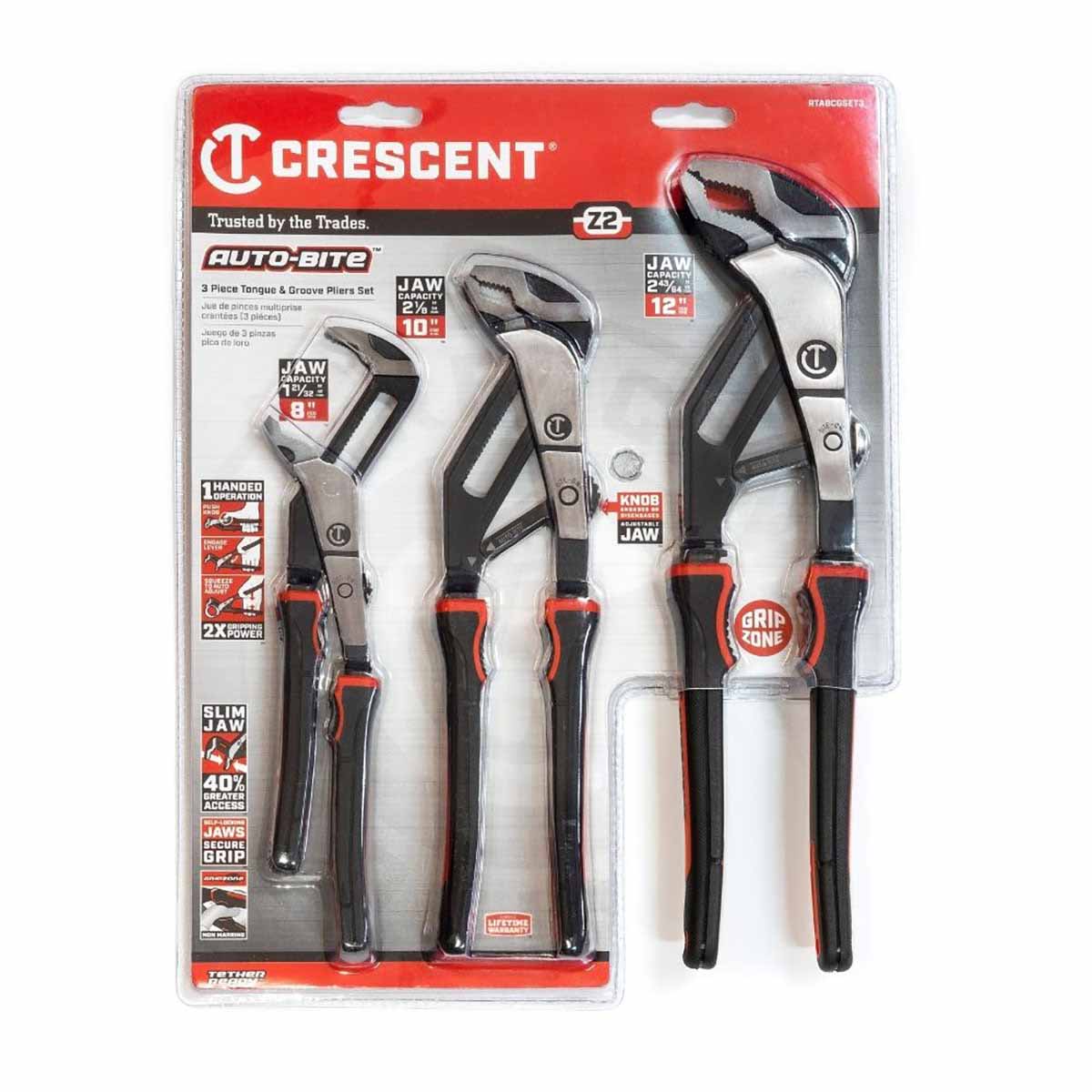 Crescent RTABCGSET3 3 Pc. Z2 Auto-Bite™ Tongue & Groove Plier Set - 2