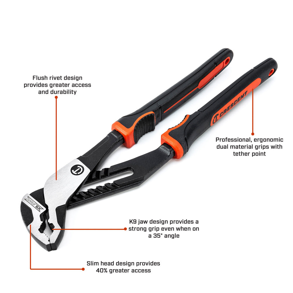 Crescent RTZ210CGV 10" Z2 K9™ V-Jaw Dual Material Tongue and Groove Pliers - 2