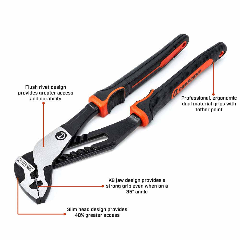 Crescent RTZ210CG 10" Z2 K9™ Strt Jaw Dual Material Tongue and Groove Pliers - 2