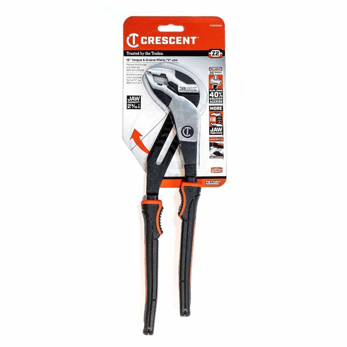 Crescent RTZ212CGV 12" Z2 K9™ V-Jaw Dual Material Tongue and Groove Pliers - 2