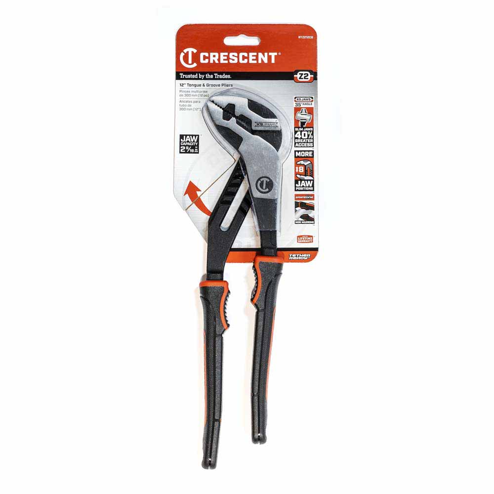 Crescent RTZ212CG 12" Z2 K9™ Strt Jaw Dual Material Tongue and Groove Pliers - 6