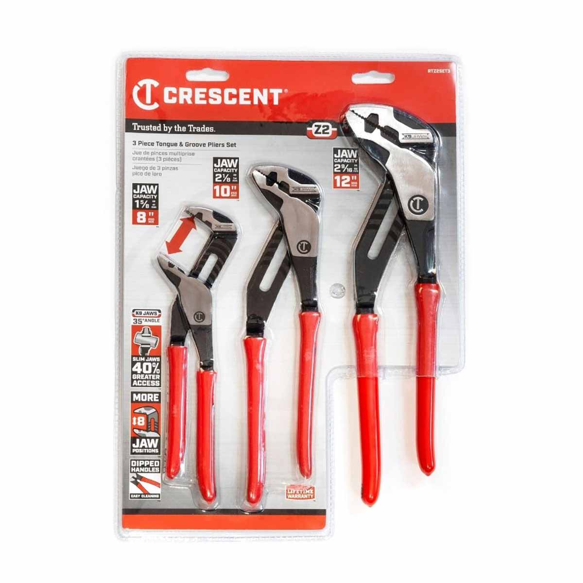 Crescent RTZ2SET3 3 Pc. Z2 K9™ Strt Jaw Dipped Hdl Tongue and Groove Plier Set - 2