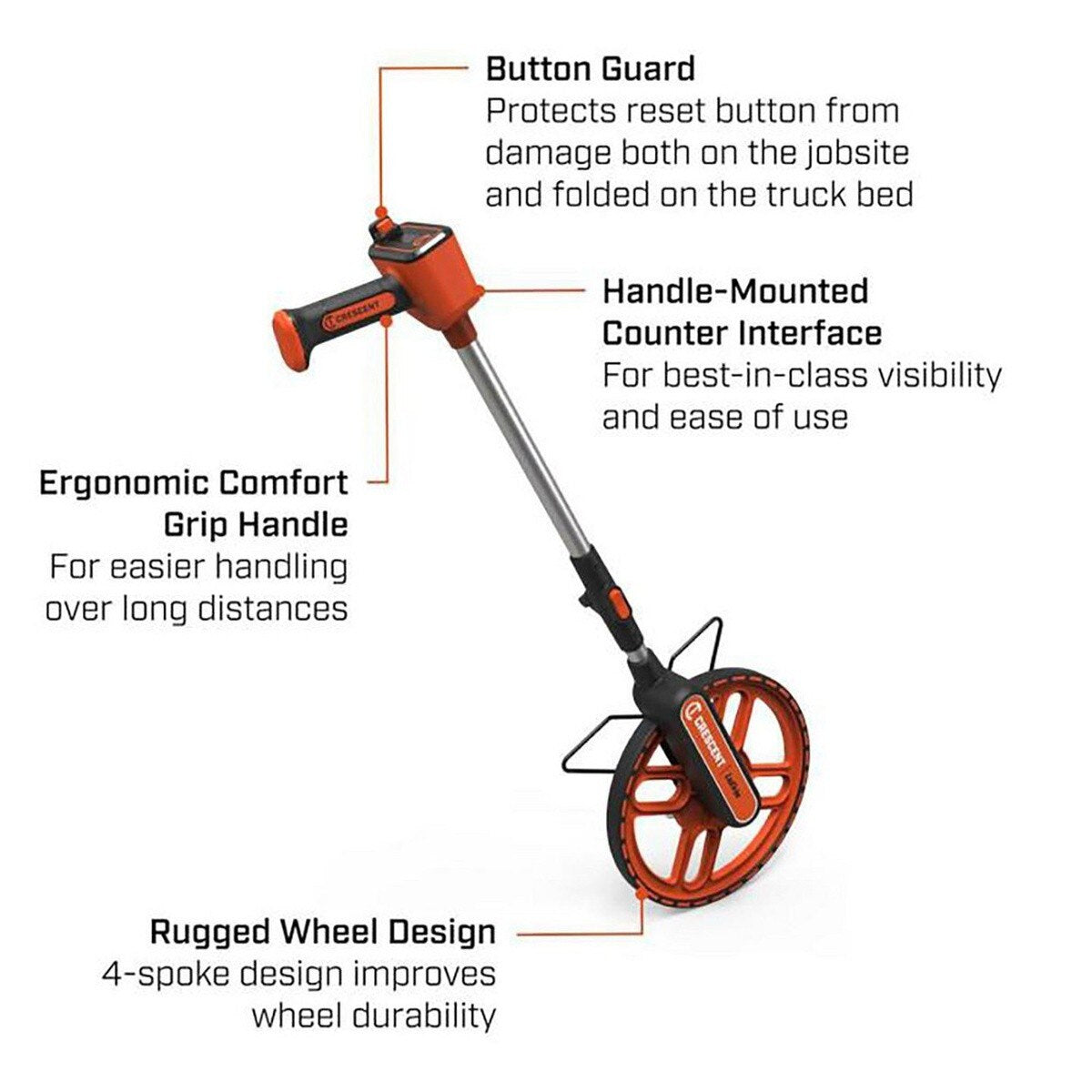 Crescent Tools CMW12 12 in. SAE Measuring Wheel with Handle Mounted Counter - 6