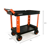 Crescent Tools IUC2S8CBM-1DLR RAILWORKS 2 Shelf Industrial Utility Cart with 8" Casters and Lockable 1 Door Storage - 2