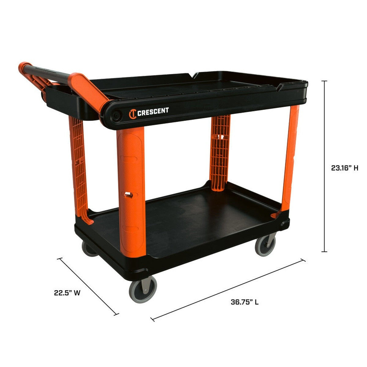 Crescent Tools IUC2S8CBM RAILWORKS 2 Shelf Industrial Utility Cart with 8" Casters - 2