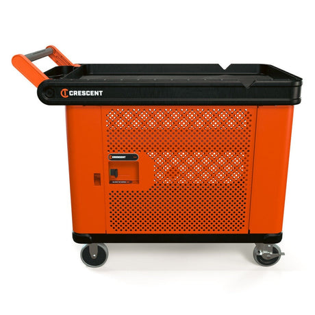 Crescent Tools IUC2SCBM-1DMPLR RAILWORKS 2 Shelf Industrial Utility Cart with 5" Casters and Mesh Single Door Lockable Storage