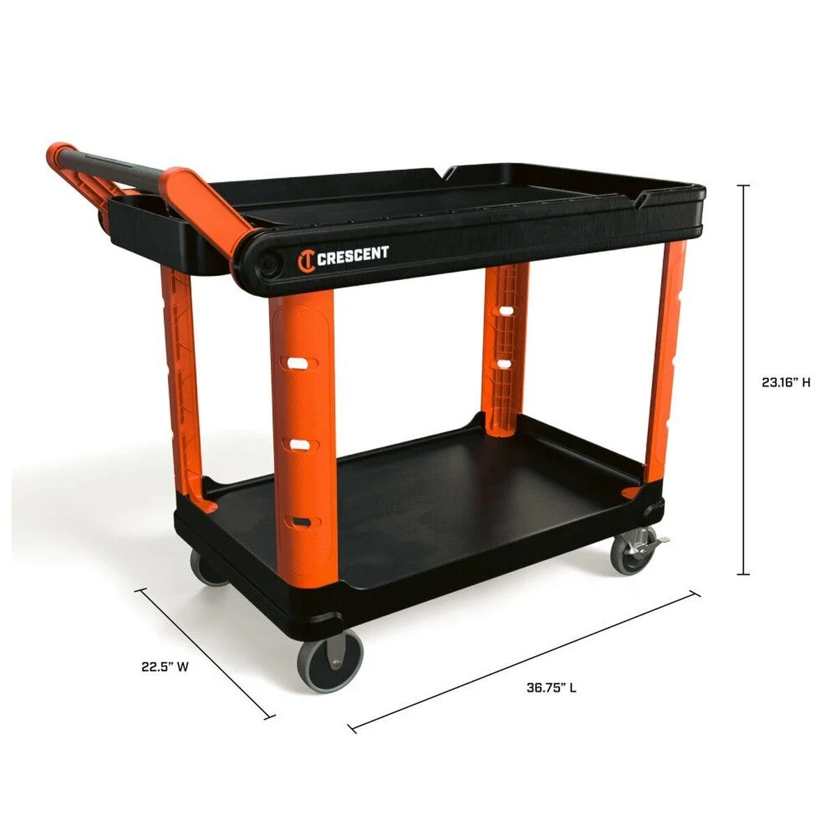 Crescent Tools IUC2SCBM-2DLR RAILWORKS 2 Shelf Industrial Utility Cart with 5" Casters and 2 Door Lockable Storage - 2