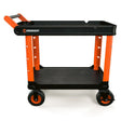 Crescent Tools IUC2SCBM RAILWORKS 2 Shelf Industrial Utility Cart 36.5" x 22.17" with 5" Casters 500 lb Capacity