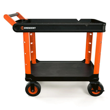 Crescent Tools IUC2SCBM RAILWORKS 2 Shelf Industrial Utility Cart 36.5" x 22.17" with 5" Casters 500 lb Capacity