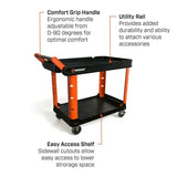 Crescent Tools IUC2SCBM RAILWORKS 2 Shelf Industrial Utility Cart 36.5" x 22.17" with 5" Casters 500 lb Capacity - 2