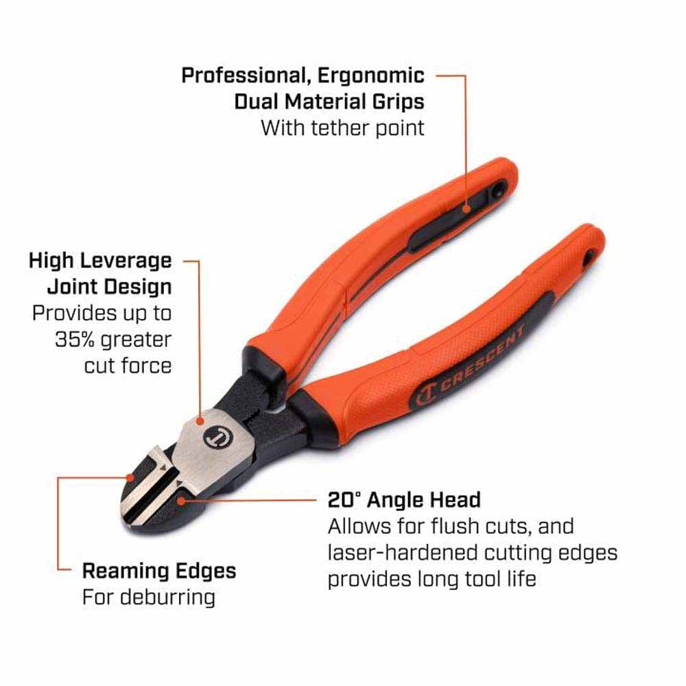 Crescent Z5426CGR-06 6" Z2 Diagonal Cutting Plier with Cushion Grip Rawhide Handle - 2