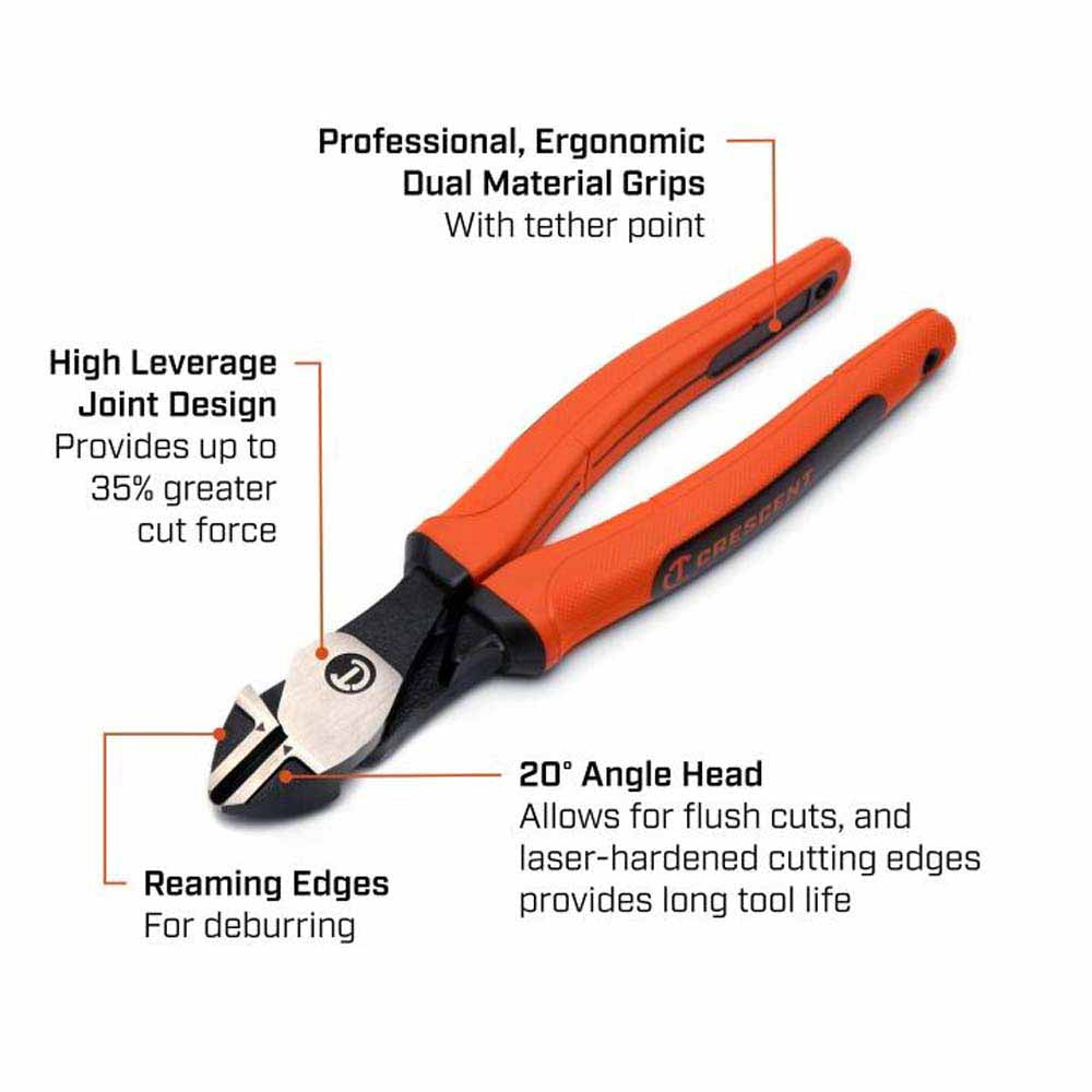 Crescent Z5428CGR-06 8" Z2 Diagonal Cutting Plier with Cushion Grip Rawhide Handle - 2