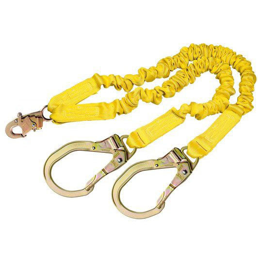 DBI Sala 1244412 6' Shockwave Absorbing Lanyard, Dual Leg 100%  Tie-Off W/ Rebar Hooks