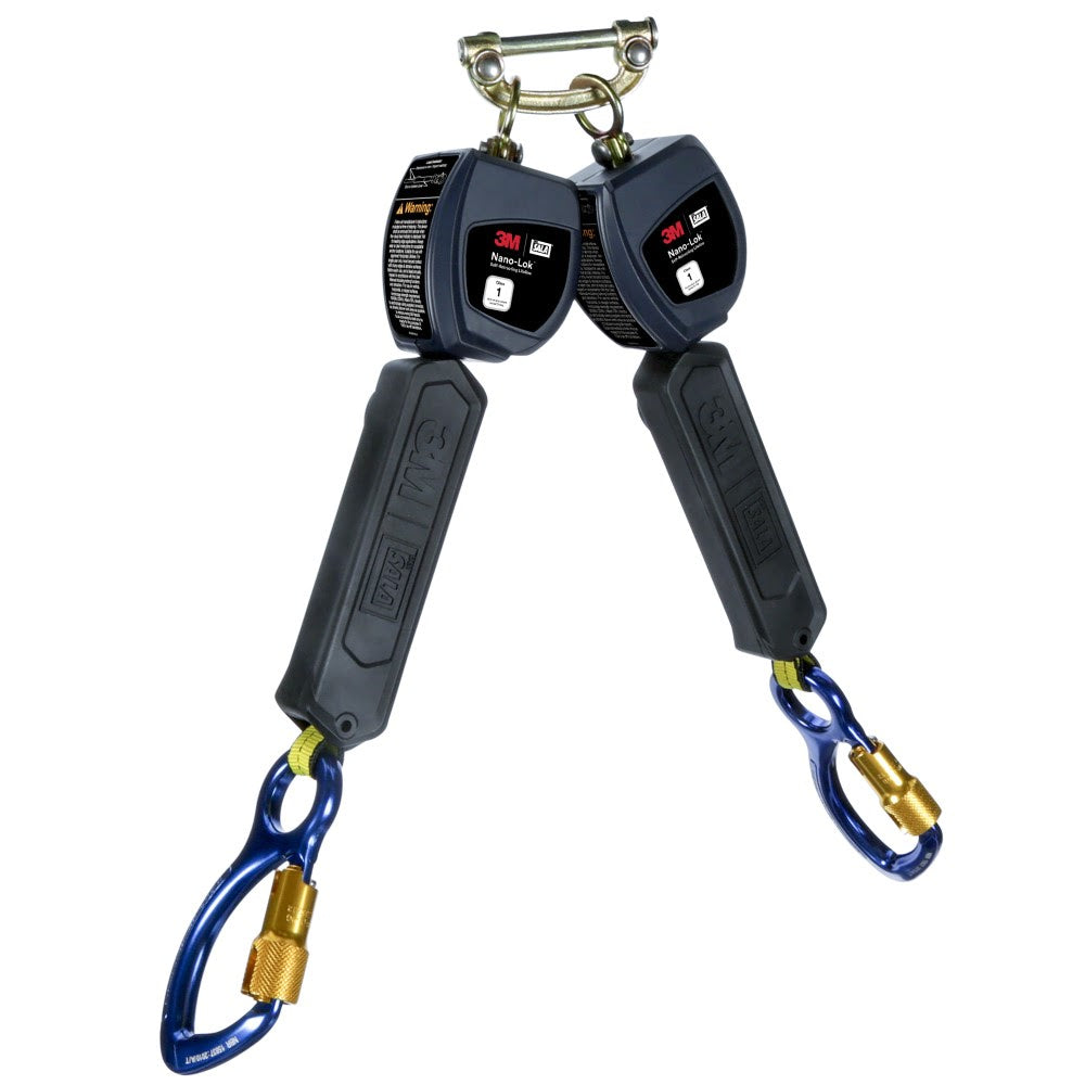 DBI Sala 3100546 Nano-Lok Personal Twin-Leg Self Retracting Lifeline, Web Aluminum Carabine, 6', Class 1, ANSI