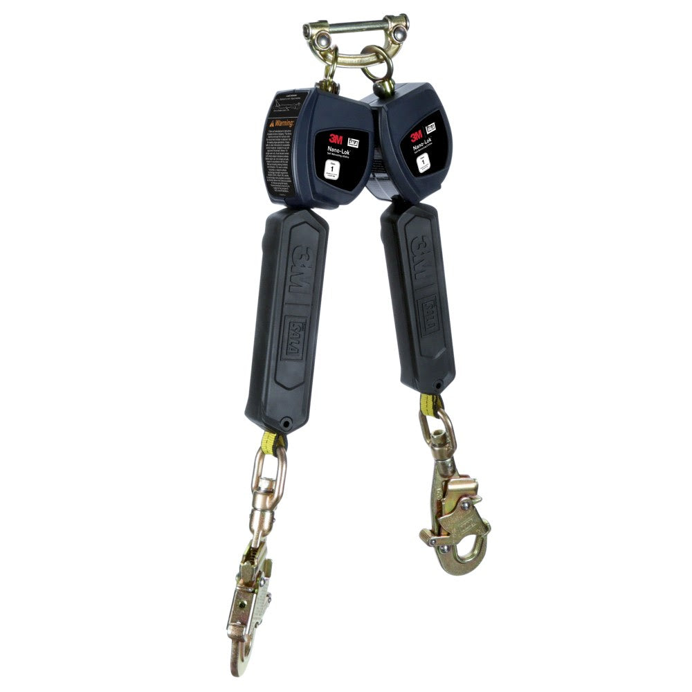 DBI Sala 3100549 Nano-Lok Personal Twin-Leg Self Retracting Lifeline, Web Swivel Snap Hook, 6', Class 1, ANSI