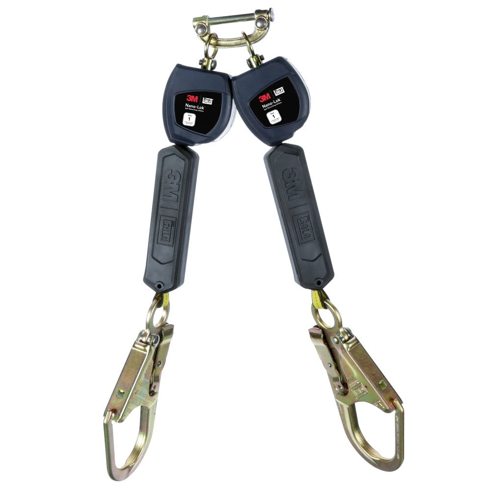 DBI Sala 3100551 Nano-Lok Personal Twin-Leg Self Retracting Lifeline, Web Steel Rebar Hook, 6', Class 1, ANSI - 2