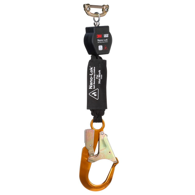 DBI Sala 3100560 Nano-Lok Hot Work Self-Retracting Lifeline with Quick Connect, Web, Aluminum Rebar Hook, 6'