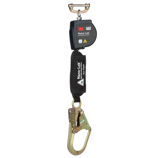 DBI Sala 3100575 Nano-Lok Arc Flash Self-Retracting Lifeline with Quick Connect, Web, Steel Rebar Hook, 8'