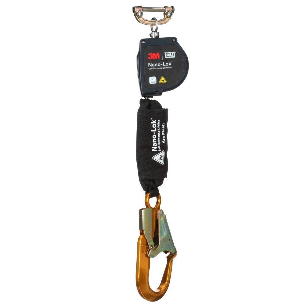 DBI Sala 3100578 Nano-Lok Arc Flash Self-Retracting Lifeline with Quick Connect, Web, Aluminum Rebar Hook, 8'