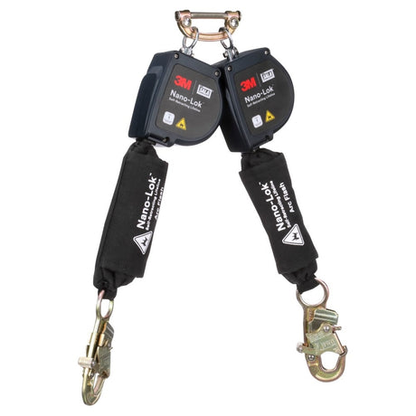 DBI Sala 3100582 Nano-Lok Twin-Leg Arc Flash Self-Retracting Lifeline with Quick Connect, Web, Steel Snap Hooks, 8'