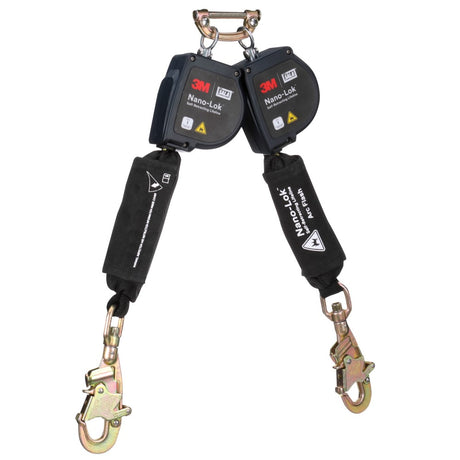 DBI Sala 3100583 Nano-Lok Twin-Leg Arc Flash Self-Retracting Lifeline with Quick Connect, Web, Swivel Snap Hooks, 8'