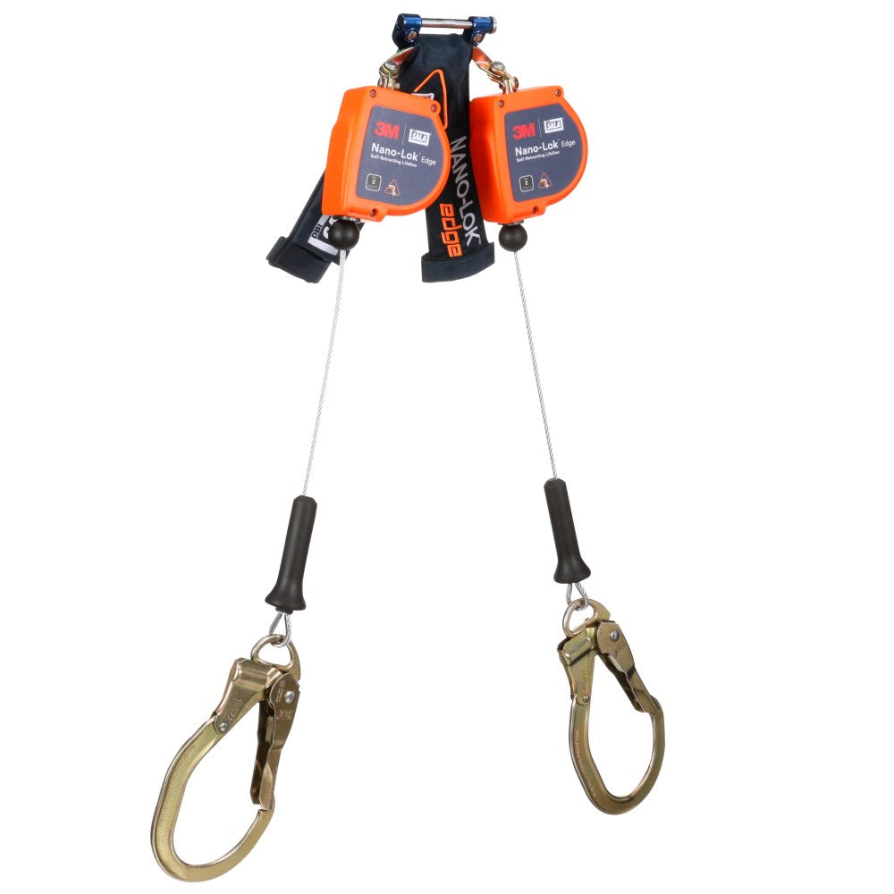 DBI Sala 3500276 Nano-Lok Edge Twin-Leg Personal Self Retracting Lifeline, Cable, Steel Rebar Lock Hook, 8 ft, Class 2, ANSI - 2