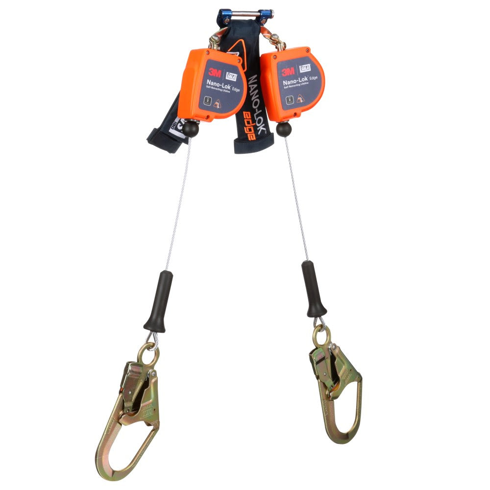 DBI Sala 3500278 Nano-Lok Edge Twin-Leg Personal Self Retracting Lifeline, Cable, Steel Rebar Hook, 7.3 ft, Class 2, ANSI - 2