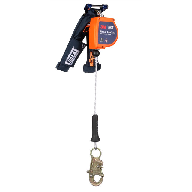 DBI Sala 3500288 Nano-Lok Edge Self-Retracting Lifeline with Quick Connect, Cable, Snap Hook, 8', Class 2