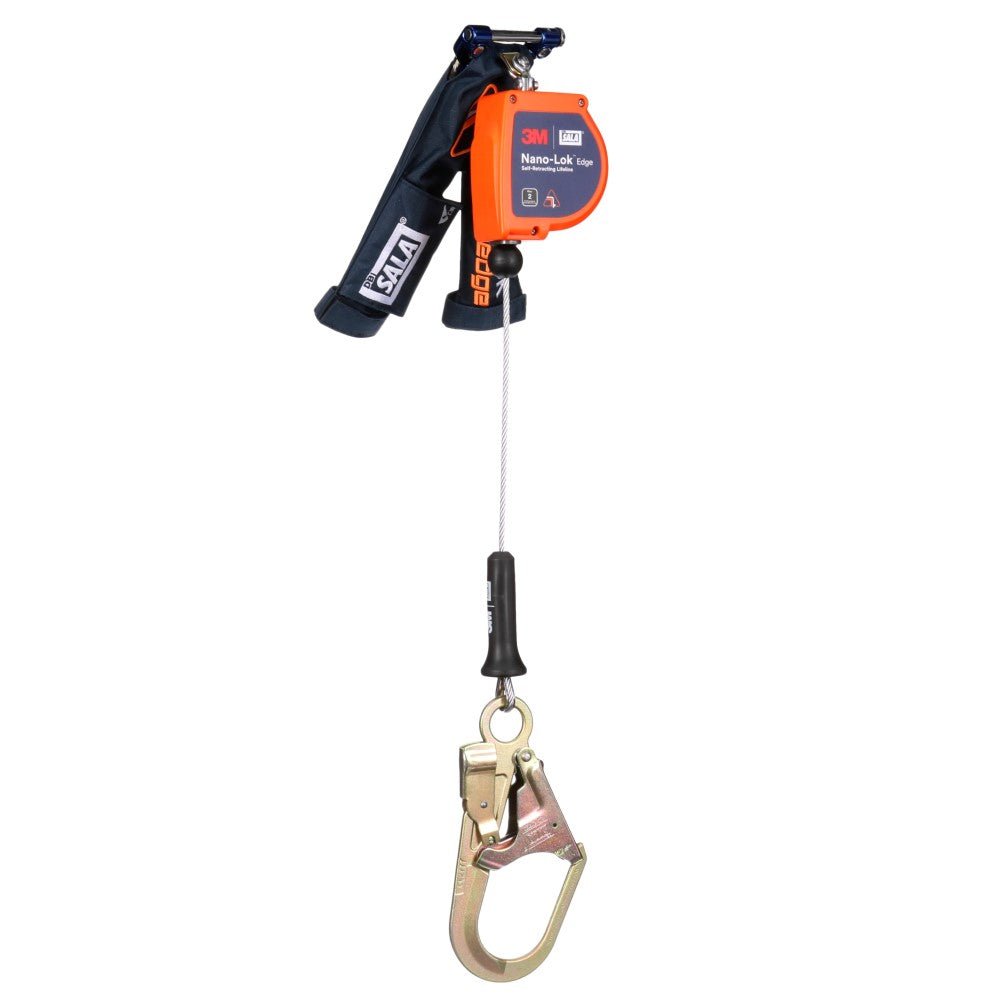 DBI Sala 3500292 Nano-Lok Edge Self-Retracting Lifeline with Quick Connect, Cable, Steel Rebar Hook, 7.3', Class 2