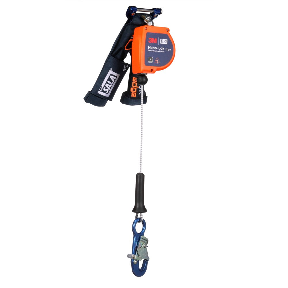 DBI Sala 3500295 Nano-Lok Edge Self-Retracting Lifeline with Quick Connect, Cable, Aluminum Snap Hook, 8', Class 2