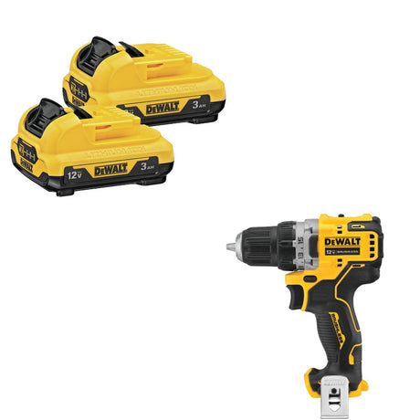 DeWalt DCB124-2 3.0 AH 12V Battery 2-Pack W/ DCD701B 12V Max Drill Driver, Bare