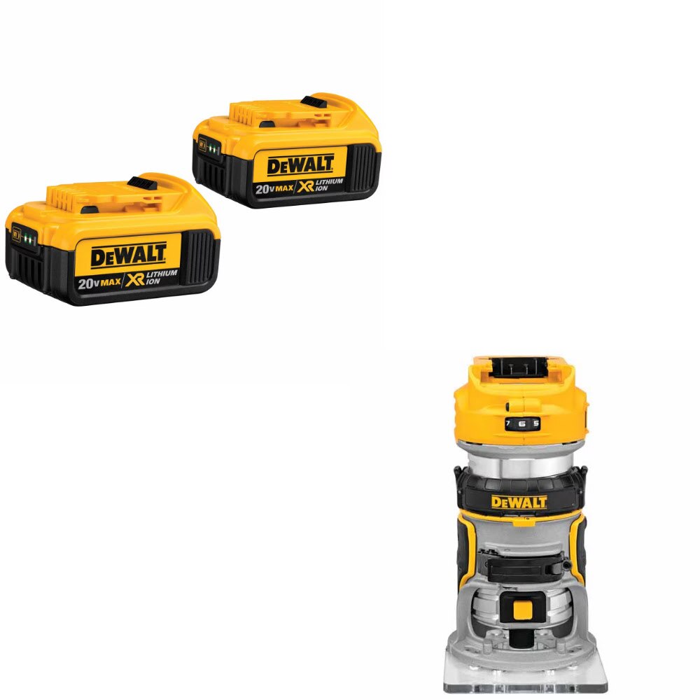 DeWalt DCB204-2 Battery, 2 Pack Kit W/ FREE DCW600B Router