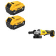 DeWalt DCB205-2 Battery 2-Pack Kit W/ FREE DCG408B Grinder