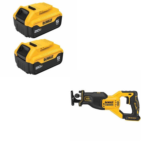 DeWalt DCB205-2 Battery 2-Pack Kit W/ FREE DCS382B Recip Saw