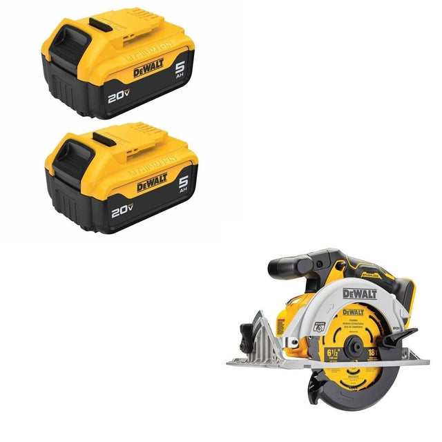 DeWalt DCB205-2 Battery 2-Pack Kit W/ FREE DCS565B Circular Saw