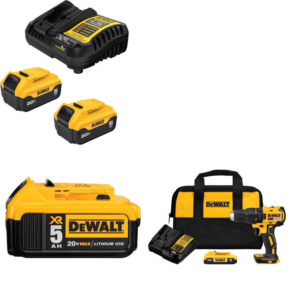 DeWalt DCB205-2C 20V Starter Kit W/ DCB205 20V Battery Pack & Drill/Driver Kit