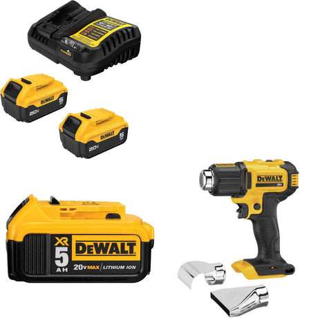 DeWalt DCB205-2C 20V Max Starter Kit W/ DCB205 20V Battery Pack & Heat Gun, Bare