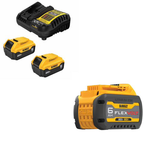 DeWalt DCB205-2C 20V MAX 5Ah Battery Kit W/ DCB606 20/60V MAX FLEXVOLT Battery