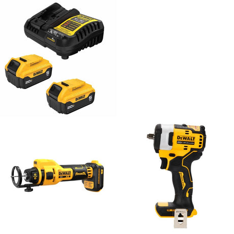 DeWalt DCB205-2C 20V Battery Kit W/ FREE DCE555B Cut-Out Tool and FREE DCF913B 3/8" Impact Wrench