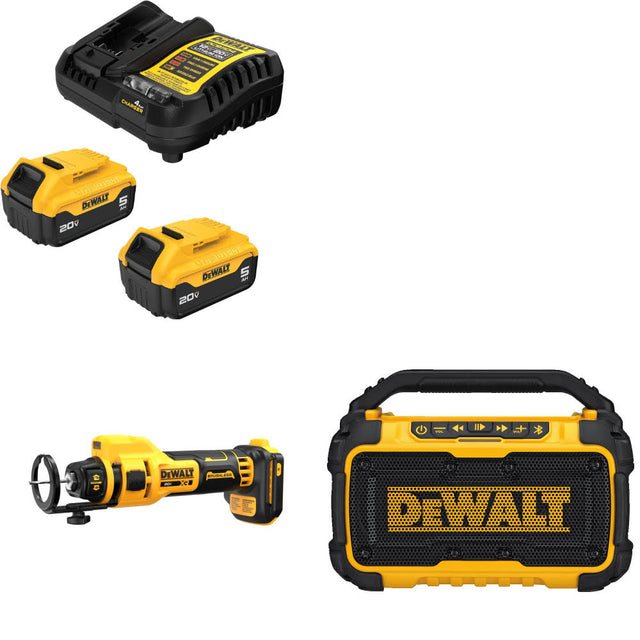 DeWalt DCB205-2C 20V Max Starter Kit W/ DCE555B 20V Max Cut-Out Tool & Speaker